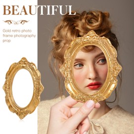 TENDYCOCO Bilderrahmen Desktop 4er Set Vintage Harz Antik Fotorahmen Wandhngend Tischdekoration Schmuck Display Rahmen für Fotografie & Home Decor Golden Retro