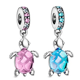 ZGDEIWGF Pack of 2 Turtle Pendants, Creative Animal Pendants, Turtle Bead Pendants, DIY Jewellery Pendants, Suitable for Bracelets, Necklaces and Jewellery