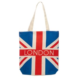 Puckator London Union Jack Flag Reusable Zip Up Cotton Bag - Canvas Tote Bag - Cotton Tote Bags - Eco Gifts for Women and Men - Cloth Shopping Bag - Fabric Bag - Foldable Bags for Shopping - Handbag