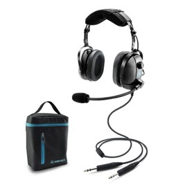 AIRVOICE Aviation Headset for Pilots with Passive Noise Cancellation, PNR Aviation Headset with Comfortable Earpads and Flexible Microphone, General Aviation Headset with Carrying Case Black