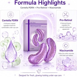 PDRN Glowing Eye Patches, Hydrogel Under Mask for Puffy & Dark Circles 360 Shot, Caffeine Peptide Masks, Puffy Look, Fine Line, Cooling Feel, Hydrate and Plump Delicate, Moisturizing Refreshment