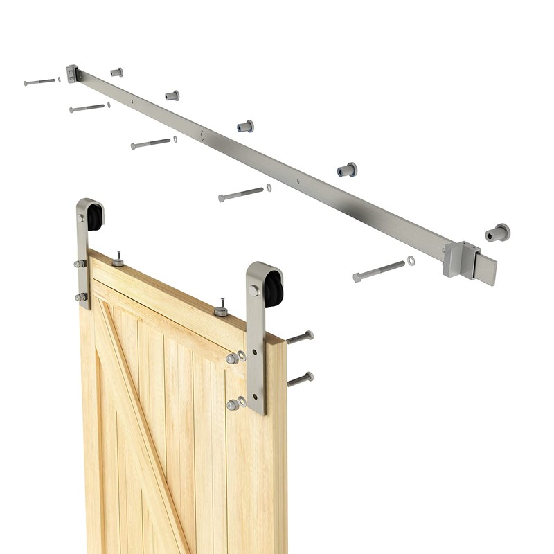 JUBEST 6.6FT Brushed Nickel Sliding Barn Door Hardware Kit Smoothly