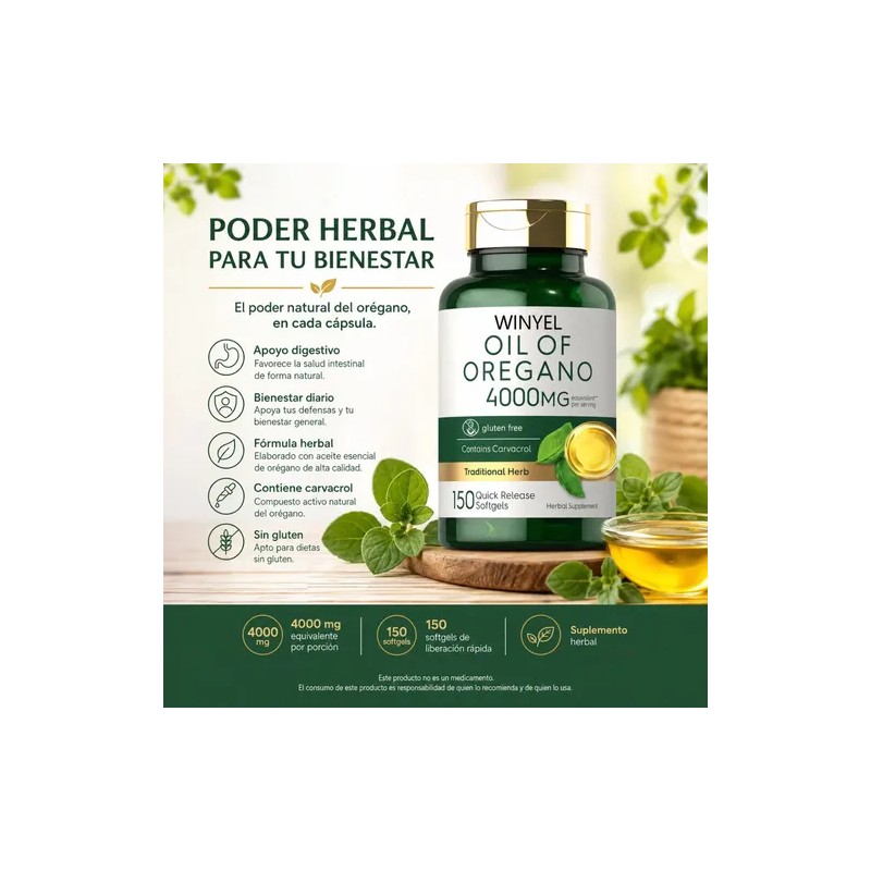 Aceite De Orégano 4000mg 150 Cápsulas Softgels