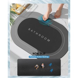 Deparnit Bath Mat Rugs Non Slip Quick Dry Bathroom Mats Super Absorbent Rubber Bath Mats Fit Under Door, Bathroom Rugs Shower Mat for Bathroom, Bathtub, Shower and Sink (17"x27",Dark Grey)