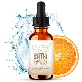 Suero de vitamina C para rostro con retinol y ácido salicílico – Tratamiento de manchas de acné para limpiar la piel con niacinamida, ácido hialurónico, MSM – Suero facial antienvejecimiento para