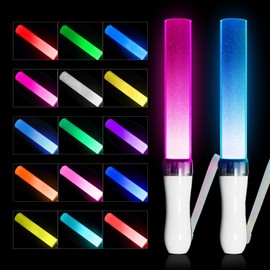 HUIKUANGEU LED Light Sticks, Pack of 2 Light Duster Wedding Light Duster Party Set, with 15 Colours, Glow Sticks Wedding Glow Sticks Party Set, Glow Sticks, for Children, Christmas, Party, Concert,