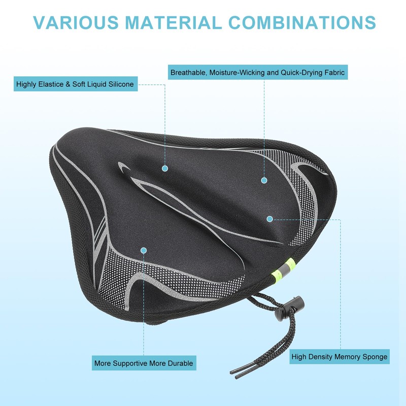 sourcing map Bike Seat Cover Bicycle Saddle Cushion with Large