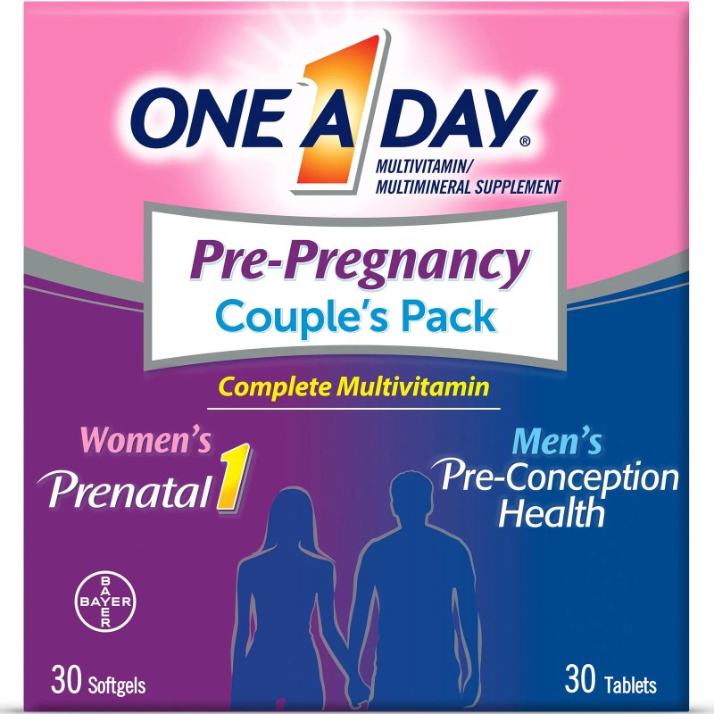 One A Day Pre-Pregnancy Couple's Pack Multivitamin, Prenatal Vitamins, 30+30