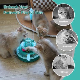 Fokauiwo Kitten Toys, Interactive Cat Toys for Indoor Cats, Cat Puzzle Toy, Kitty Toys,cat Toys for Bored Indoor Adult Cats, Cat Ball Toy, Cat Tower with 2 Cat Teasers (Green)