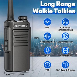 Walkie Talkies Long Range Two Way Radios for Adults with Earpieces,Strong Encrypted Walky Talky Rechargeable Handheld Copy Frequency with VOX and USB-C Charger for Camping Hiking Hotel