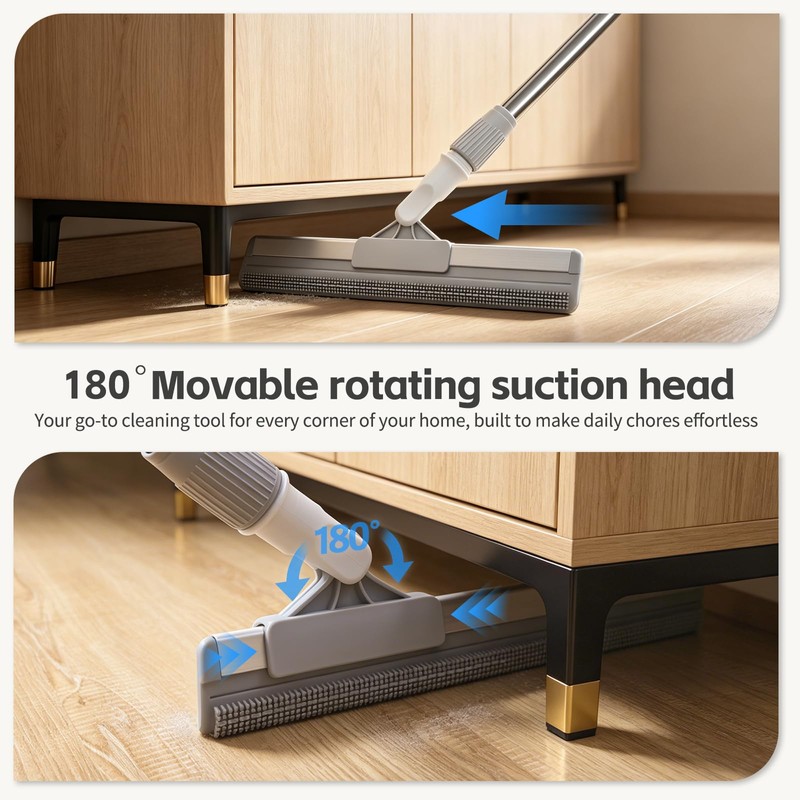 43" Rubber Floor Squeegee & Carpet Rake for Pet Hair
