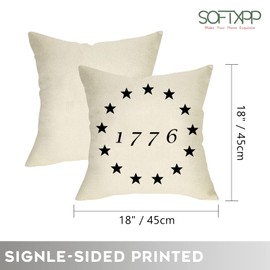 Softxpp America 1776 Home Decorative Throw Pillow Cover, July 4th USA Star