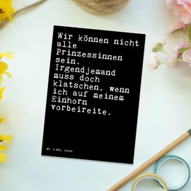Mr. & Mrs. Panda Postcard "Wir können nicht alle... " Gift, Princess, Saying Gifts, Quotes, Unicorns, Funny Sayings, Saying