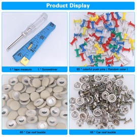 Zocipro Car roof liner repair, 65 pieces car repair rivets, car roof headliner repair button, car roof rivets with pins, screwdriver, tape measure for all cars