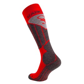STARK SOUL Women's and men's ski socks, functional socks, snowboard ski socks with special padding, red / grey