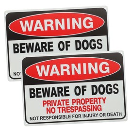 Abaodam 2Pcs Durable Iron Beware of Dog Sign for Outdoor Use Caution Dog Notice Ornament for Garden and Backyard Sturdy Material with Details