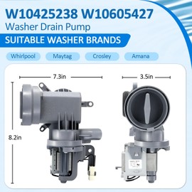 WPW10605427 W10425238 Washer Drain Pump Compatible with Whirlpool/Maytag/Amana Crosley Washing Machine - OEM Replaces AP6023357 W10799064 PS11756700 W10605427 W10799065 W10903216 W10918044