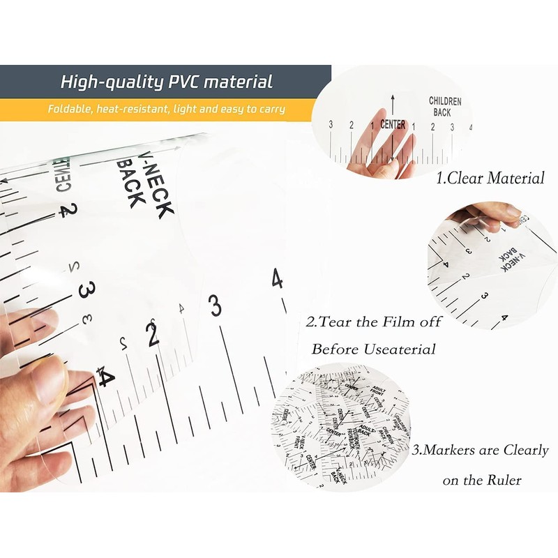 T-Shirt Ruler Guide - 8 Packs Alignment Tool for Vinyl