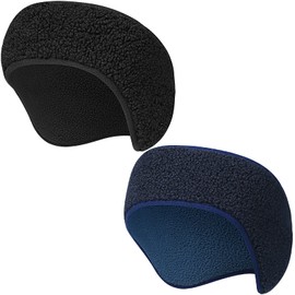 Obacle Headbands Ear Warmer for Winter Cold Weather Ear Warming Headband Non Slip for Women Men Youth Unisex Running Ski Walking Sports (Black Blue, 2 Pack)