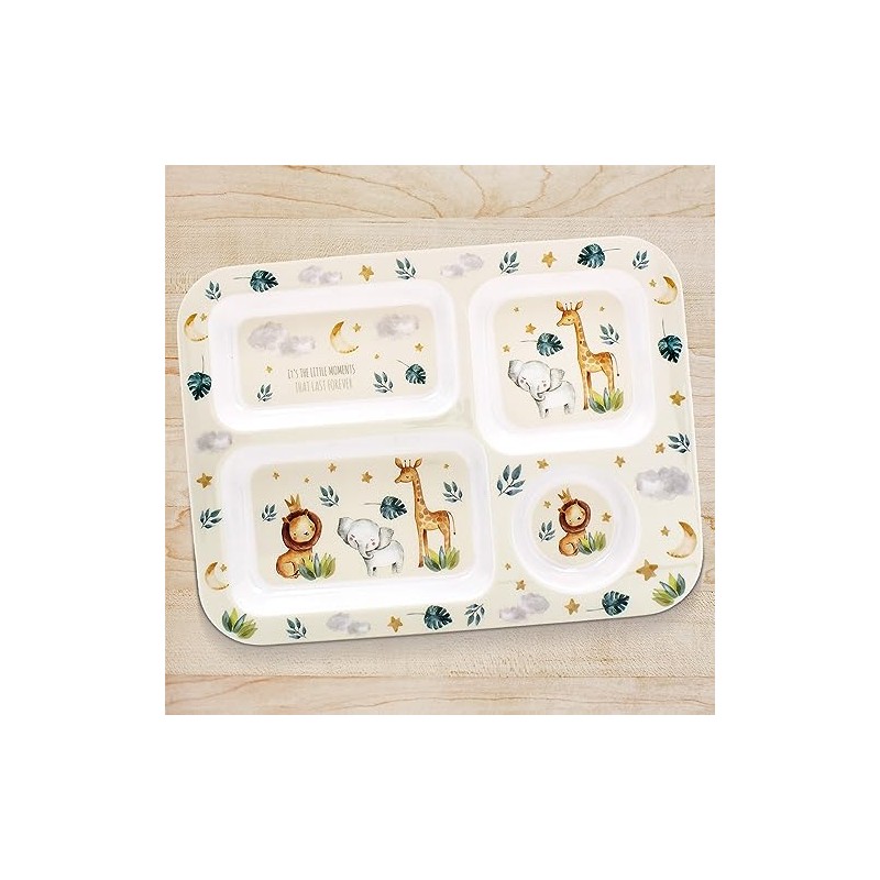 Little Moments Childrens Mealtime Tray, Lightweight sectioned Plate for Kids