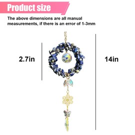 Crystal Hanging Car Charm - Handmade Auto Interior Ornament Car Rear View Mirror Charm, Dangling Butterfly&Healing Crystal Accessories, Rearview Mirror Decoration Pendant Presents for Women (Blue)