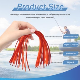 Pcmursal 16 Pack Silicone Skirts for Fishing Lures, Jig Skirts for Bass Fishing, Jig Skirt Material, Rubber Legs Fly Tying, Spinner Bait Skirts for Bass Fishing