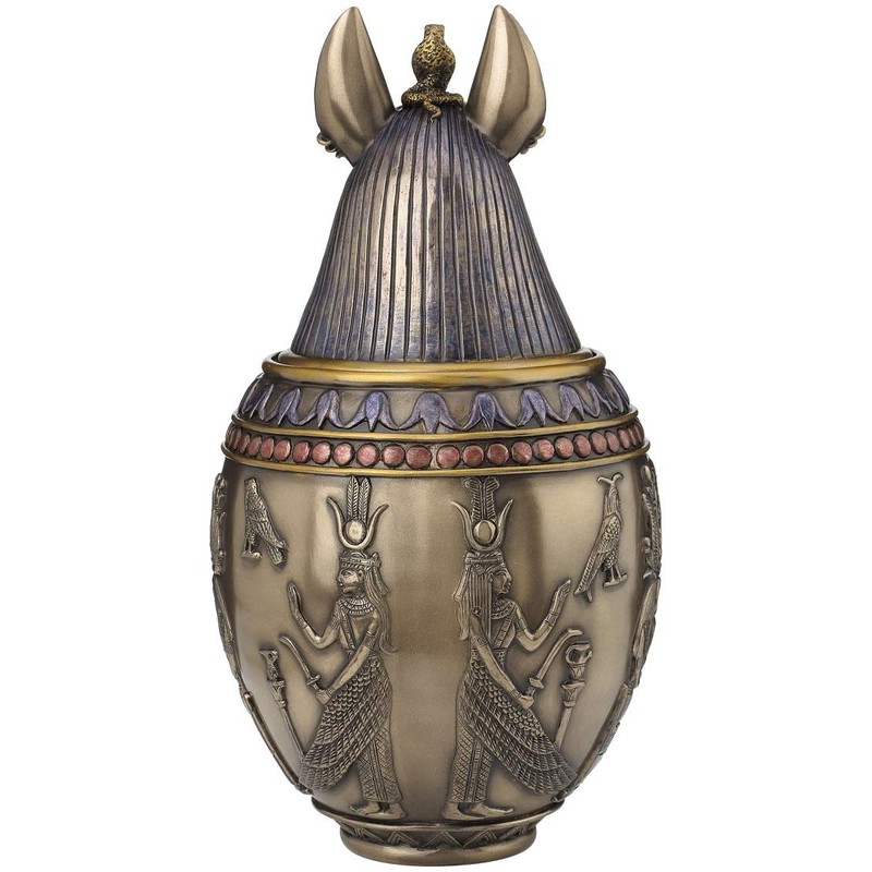 Rare Egyptian Anubis Dog Memorial Urn Canopic Jar