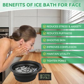 Face Bowl for Ice with Built-In Icetray, Silicone Ice Facial Folding Washbasin, Facial Plunge Bowl, Face Icebath at Home (Purple)