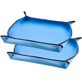 Gardrium Foldable Plant Repotting Garden Mat Waterproof Transplanting Soil Indoor Potting Tray 39.4x47.2 inch Blue (2 pcs)