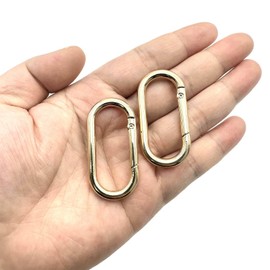 Wenreykeji 2 Pack Oval Carabiner Clip, Spring O Ring Keychain Purse Clips for Handbags, Metal Round Buckle Key Rings Key Hook Clip (Gold)