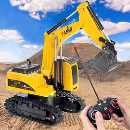 Remote Control Excavator & Dump Truck Toy for Kids(Set of 2) with Lights and Sounds,Construction Vehicles RC Trucks Toys for Boys Kids 3 4 5 6 7 8 9 10 Year