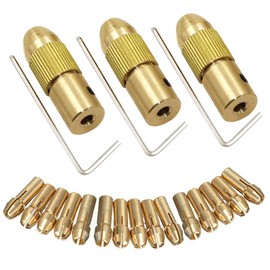 Eyech 3 sets 0.5-3mm Electric Drill Bit Brass Collet Chuck Set Mini Twist Drill Chuck Set with Allen wrench for 2.35mm Shaft