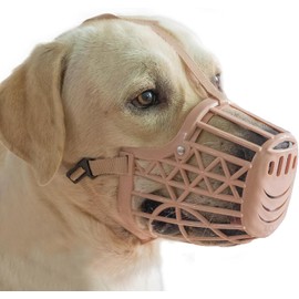 Dog Muzzle, Basket Cage Muzzle for Small, Medium, Large Dogs to Stop Barking, Biting and Chewing (Beige, 1)