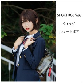 Cute Princess, Popular, Classic, Short, Bob Wig, Full Wig, Stylish, Cute, Straight Wig, Bangs, Stiff, Air Sensation, Excellent Face Effect, Feminine Bob, Women’s, High Temperature Heat-Resistant Fiber, Lightweight, Texture, Natural, No Discomfort in the 
