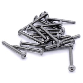M5 (5mm x 75mm) Flanged Hex Socket Button Machine Screw (Bolt) - Stainless Steel (A2) (Pack of 20)