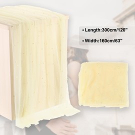 PATIKIL 10Ft Pearl Table Runner, Sheer Tulle Fabric Lace Tablecloth Chiffon Wedding Table Cloth for Bridal Shower Birthday Party Dessert Arch Veil Decor, Light Yellow (63x120inch)