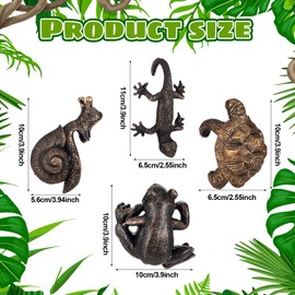 Weysat 4 Pcs Vintage Resin Frog Tortoise Snail Gecko Planter Pot Hugger Figurine Flower Pot Animal Climbing Statue Vase Miniature Fairy Garden Terrarium Decor Patio Lawn Yard Outdoor Fence Hanger