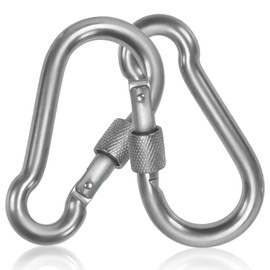 MCSDFN 2 Pcs 304 Stainless Steel Locking Carabiners 4 Inch Heavy Duty Locking Clips for Camping, Hiking, Swing & Hammocks