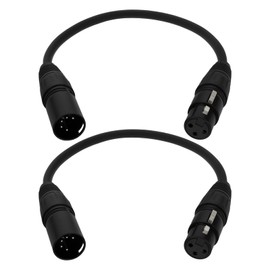 ECSiNG 2 Pieces 3-Pin XLR Female to 5-Pin XLR Male Audio Cable for Connecting Mixers Microphones Equalizers Crossovers 30cm Black
