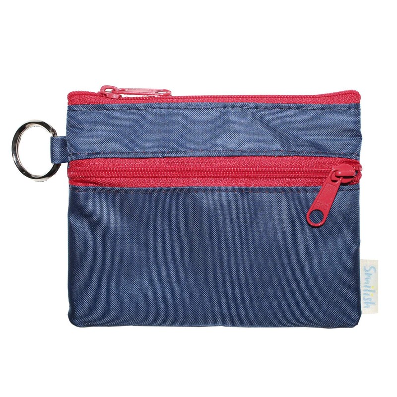 Smilish Children's Pass Case with Coil Chain (Apple), Navy, Red