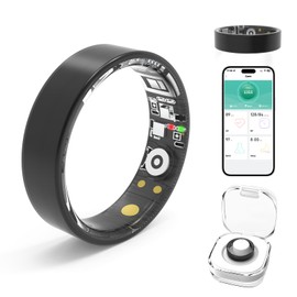 Smart Rings for Women Men,Fitness Tracker Ring,Heart Rate,Blood Oxygen,Blood Pressure,Step Tracker,Sleep Monitoring,No Subscription Fee,IP68 Waterproof Smart Ring for iphone&Android,Size Kit(Black 7)