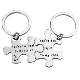 Best Friend Keyring for Him Her Couple Friendship Keychain Set You’re The Pooh to My Piglet/You’re The Piglet to My Pooh Couple Friendship Keyring BFF Gifts Couple Gifts for Women Men