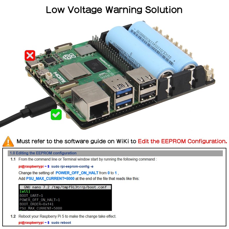 Geekworm X1201 Ultra-Thin 5V UPS Shield for Raspberry Pi 5