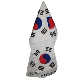 K's Novelties Wholesale Set of 2 South Korea Korean Country Lightweight Flag Printed Knitted Style Scarf 8"x60"