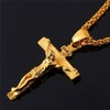 Stainless Steel Cross Necklace for Men Women Golden Crucifix Christian