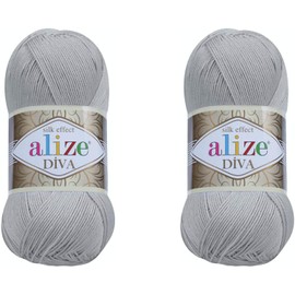 Alize Diva Silky Effect 100% Microfiber Acrylic Yarn Crochet Art Lace Craft 2 Balls 200g 760m Hand Knitting Yarn (355)