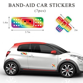 Yourkar Car Bandage Decal, Funny Cute Auto Cartoon Bandage Stickers with 2 Shapes, Waterproof Decorative Band-Aid Sticker Universal for Most Vehicles, Car Accessories for Decor (Colorful)