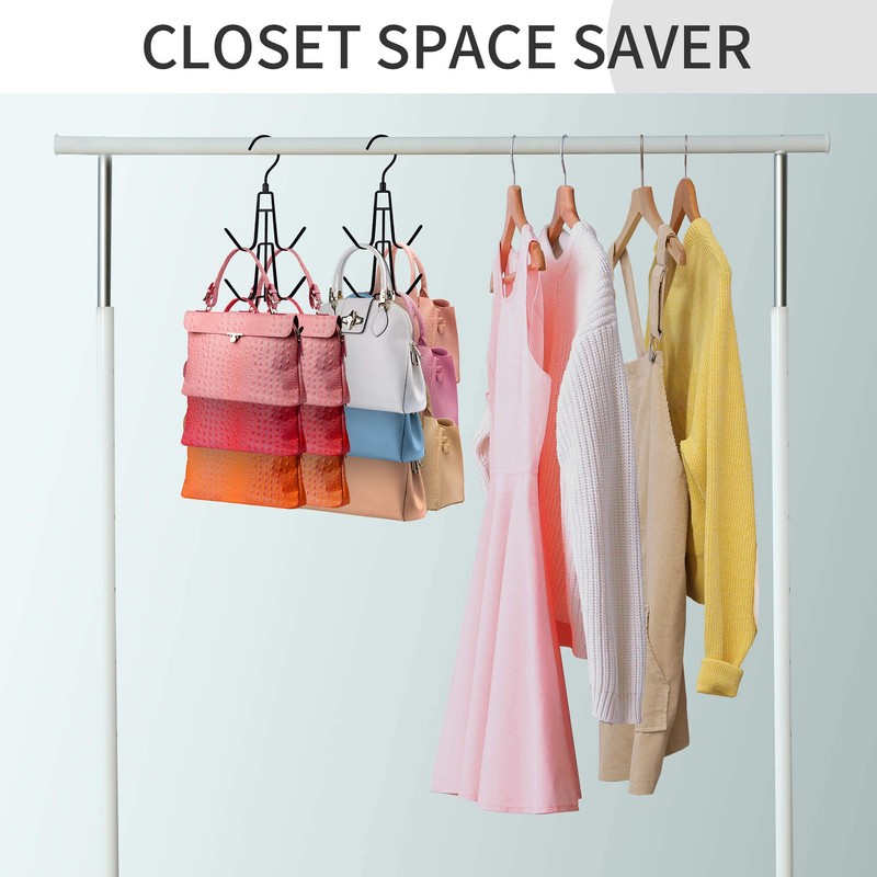 Purse Hanger for Closet, Rotatable Purse Organizer Bag Hanger Purse
