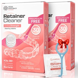 B. WEISS Retainer Cleaner Tablets, Remove Stains, Odors & Plaque, Night Guard Cleaner, 2-month, 60 Tablets