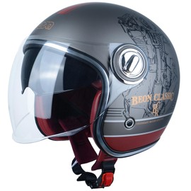 Open Face Motorcycle Helmet for Adults, DOT Approved,Moped 3/4 Half Vespa Vintage Helmet with Dual Visors for Men and Women